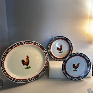 Vintage International Tableworks Ellas Rooster Platter